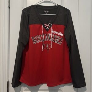 NFL Team Apparel Tampa Bay Buccaneers Football Jersey Sleeves Shirt Women XL